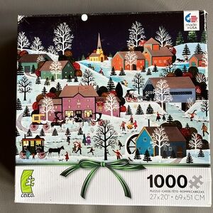 Jane Wooster Scott 1,000 piece puzzle Winter's Eve in Hoot Owl Hollow